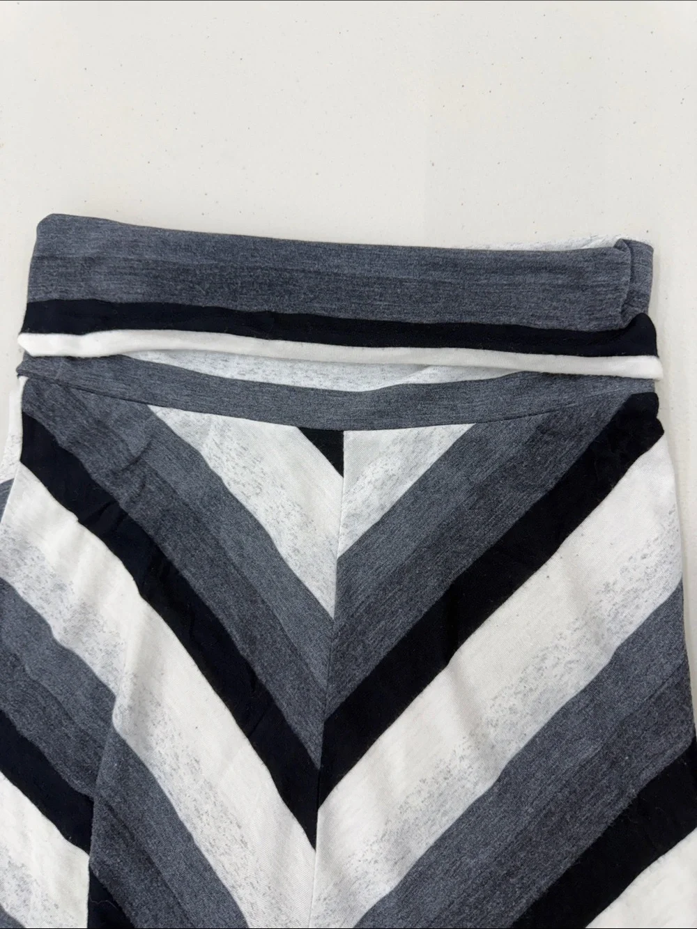 High-Waist Chevron Maxi Skirt in Black, Gray & White